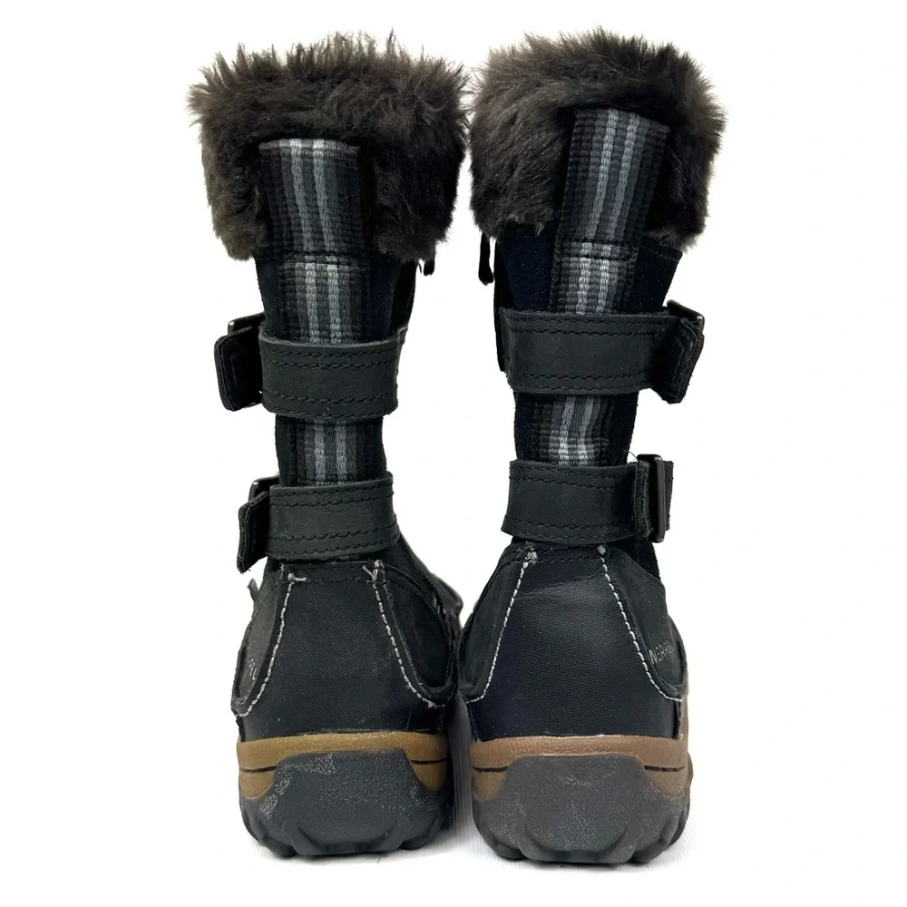 Merrell Decora Chant Waterproof Leather Winter Boots - black w fur - Sz 6 - Picture 4 of 17